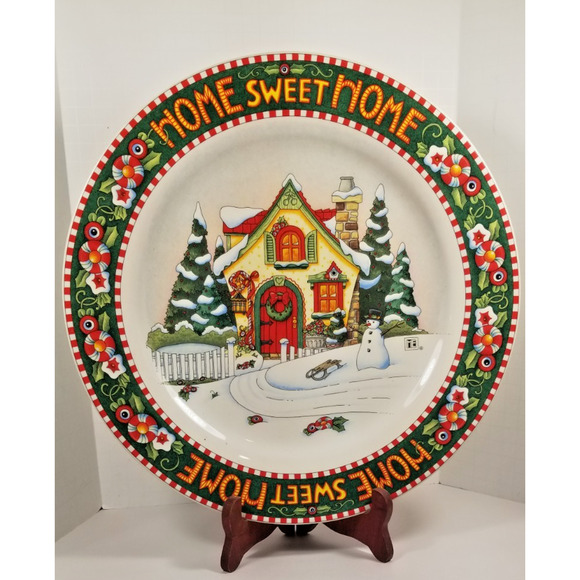Mary Engelbreit Home Sweet Home Christmas Charger Plate Platter Tray 12.25" - Picture 1 of 6